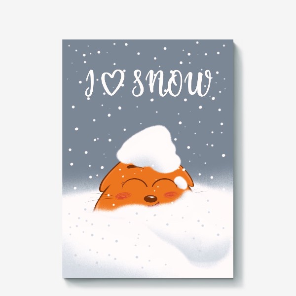 Холст «Кот в снегу»