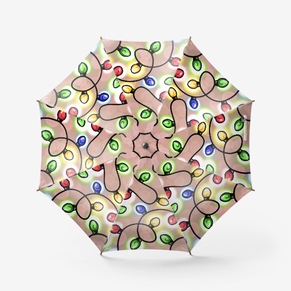 Зонт «Новогодняя гирлянда на бежевом фоне»