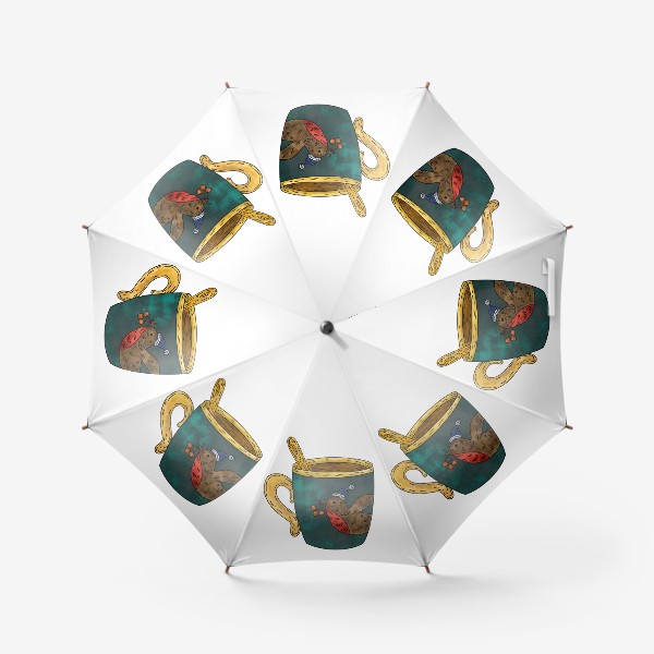 Зонт «Новогодняя чашка с птичкой»
