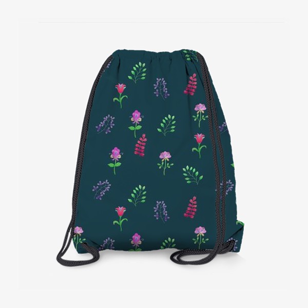Рюкзак «Разные цветочки на темном фоне»