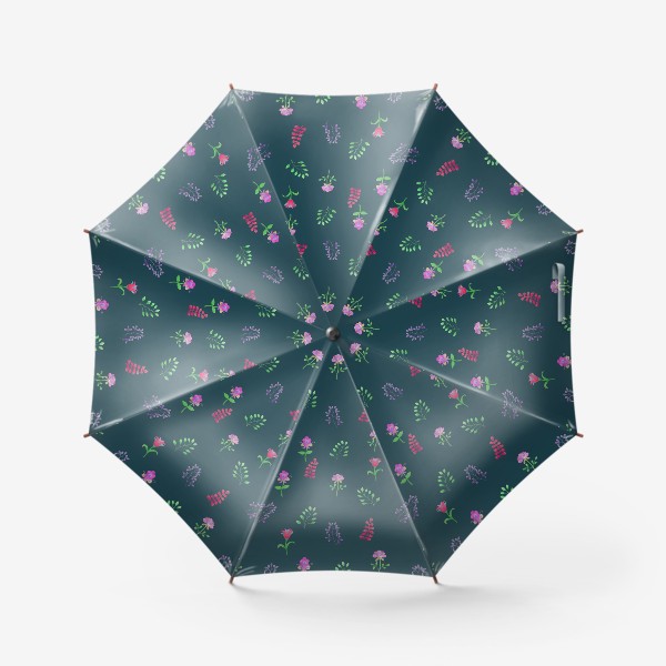 Зонт «Разные цветочки на темном фоне»