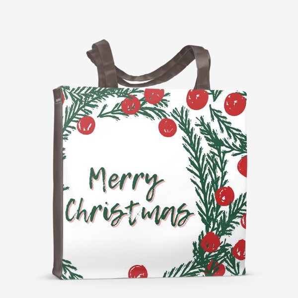 Сумка-шоппер «Merry Christmas и еловые ветки»