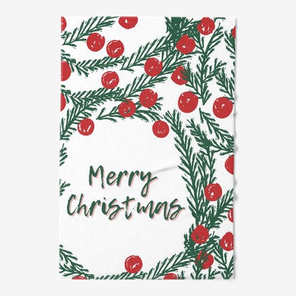 Полотенце «Merry Christmas и еловые ветки»