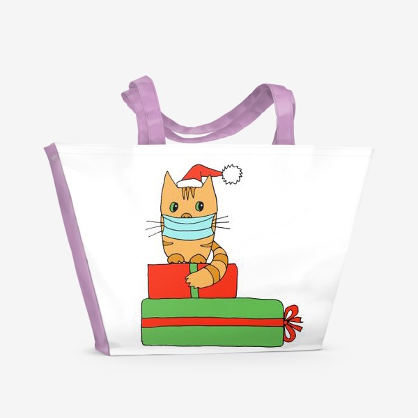 Пляжная сумка «Новогодний котик 2021»