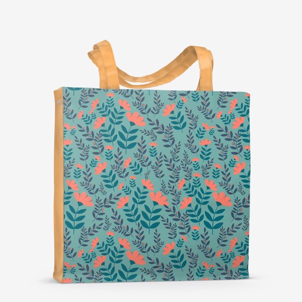 Сумка-шоппер «Растительный паттерн цветы и листья»