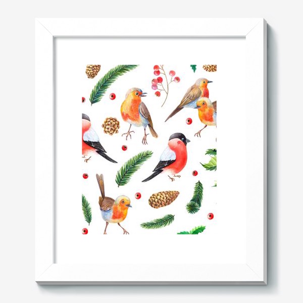 Картина «Зимние птицы с ягодами»