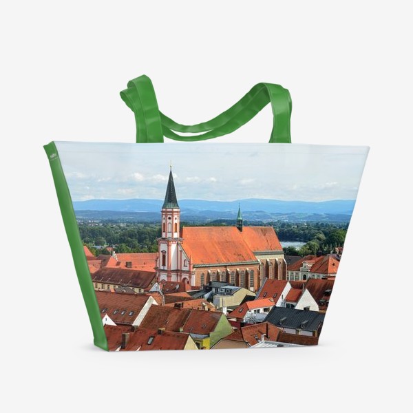 Пляжная сумка «Старинный немецкий городок (красные крыши, голубые горы)»