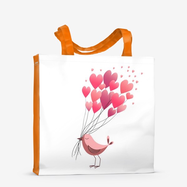 Сумка-шоппер «Птичка и сердца»