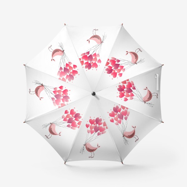 Зонт «Птичка и сердца»