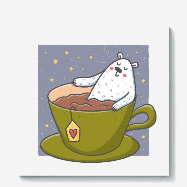 Холст «Милый медведь - любитель чая»
