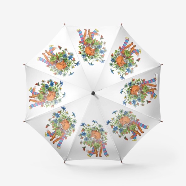 Зонт «Лис с букетом цветов»