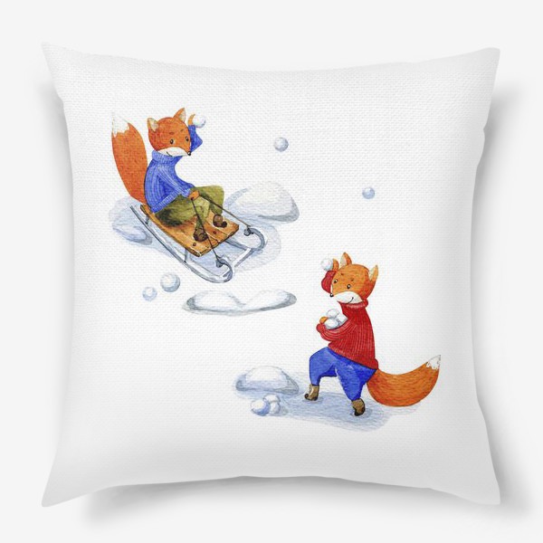 Подушка «Лисички играют в снежки»