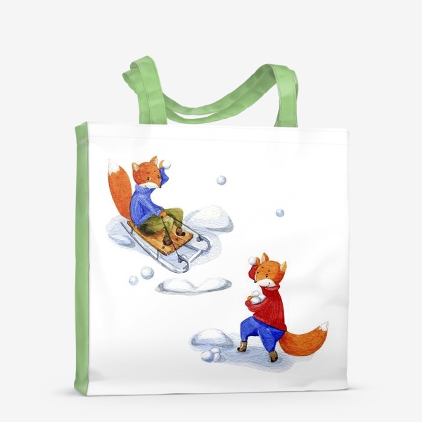 Сумка-шоппер «Лисички играют в снежки»