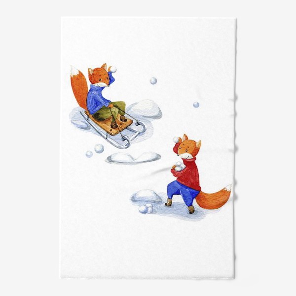 Полотенце «Лисички играют в снежки»