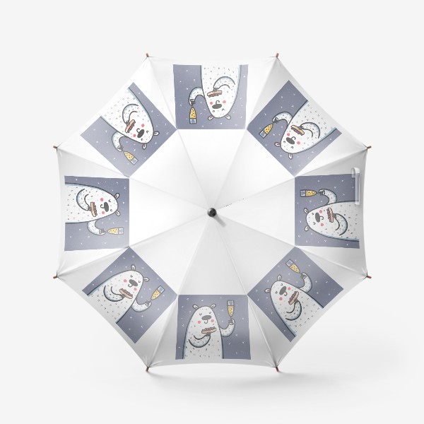 Зонт «Белый медведь в новый год»