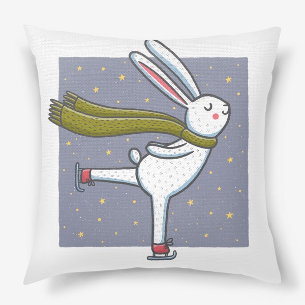 Подушка «Милый заяц на коньках»
