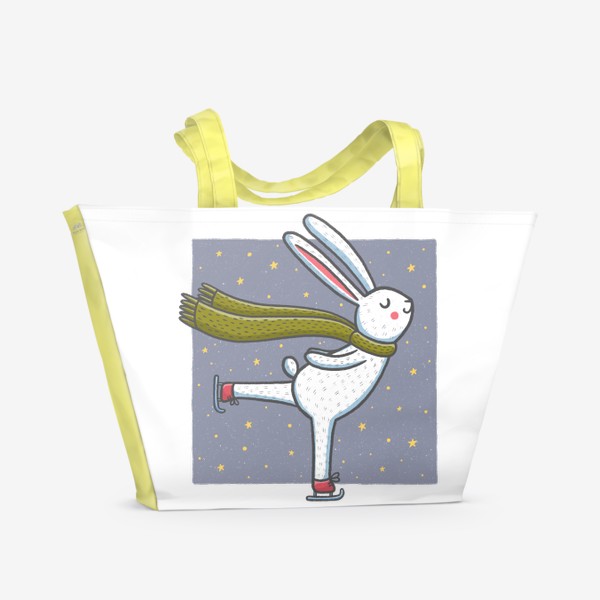Пляжная сумка «Милый заяц на коньках»
