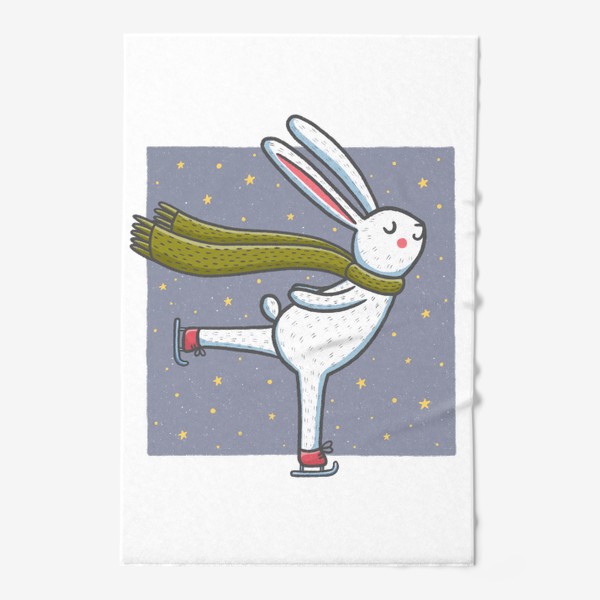 Полотенце «Милый заяц на коньках»