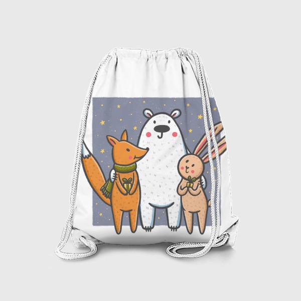 Рюкзак «Медведь, лиса и заяц в новый год»