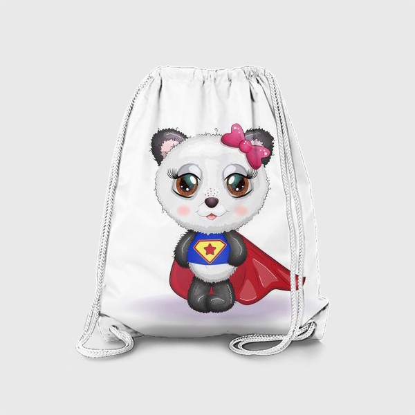 Рюкзак «Мишка-панда  супер-герой в плаще летит на помощь»
