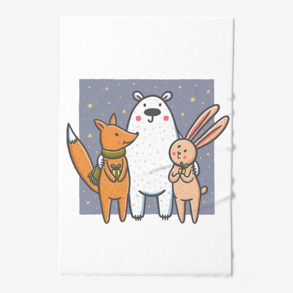Полотенце «Медведь, лиса и заяц в новый год»