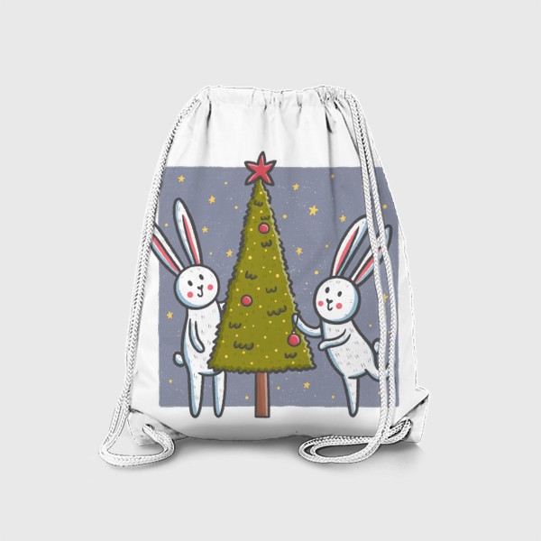Рюкзак «Милые зайцы наряжают елку. Новый год»