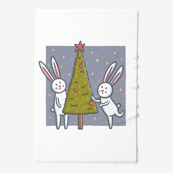 Полотенце &laquo;Милые зайцы наряжают елку. Новый год&raquo;