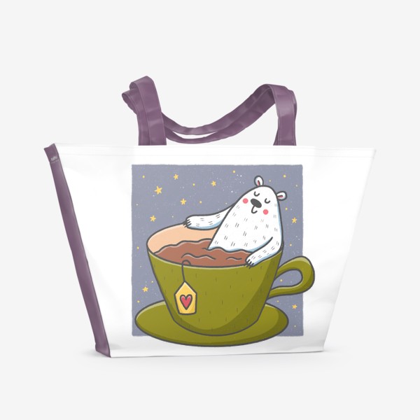 Пляжная сумка «Милый медведь - любитель чая»