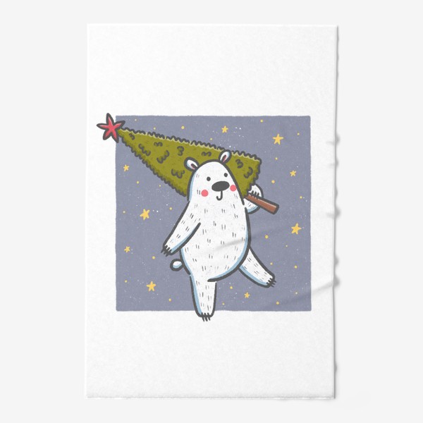 Полотенце «Милый медведь с елкой. Новый год»