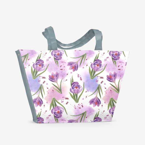 Пляжная сумка «Акварельные фиолетовые крокусы»