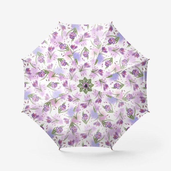 Зонт &laquo;Акварельные фиолетовые крокусы&raquo;