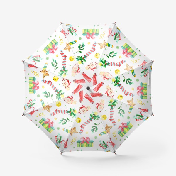 Зонт «Рождественские чулочки и колокольчики»