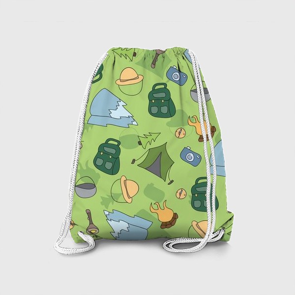 Рюкзак «Поход в горы - Зеленый паттерн»