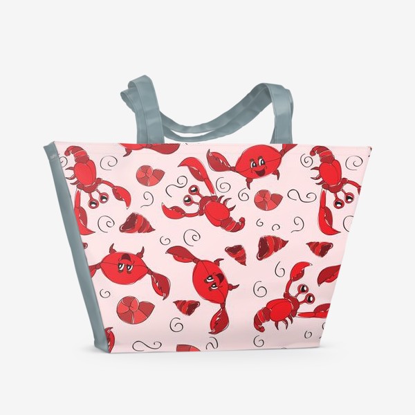Пляжная сумка «Раки и крабы - Красный узор»