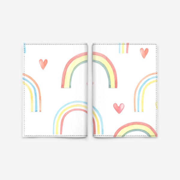 Обложка для паспорта «Милая радуга с сердечками»