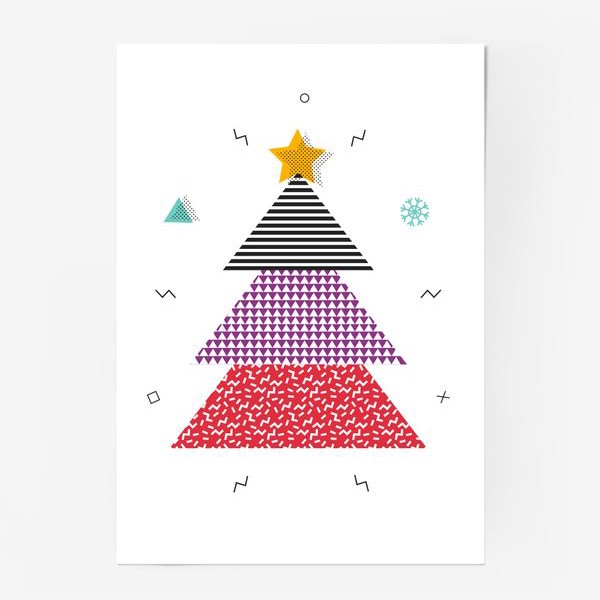 Постер «Новогодняя елка в стиле "Мемфис"»