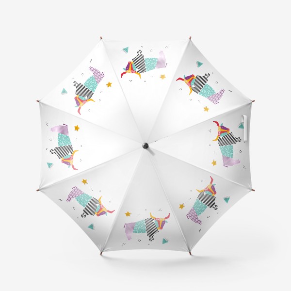 Зонт «Разноцветный бык в стиле "Мемфис"»
