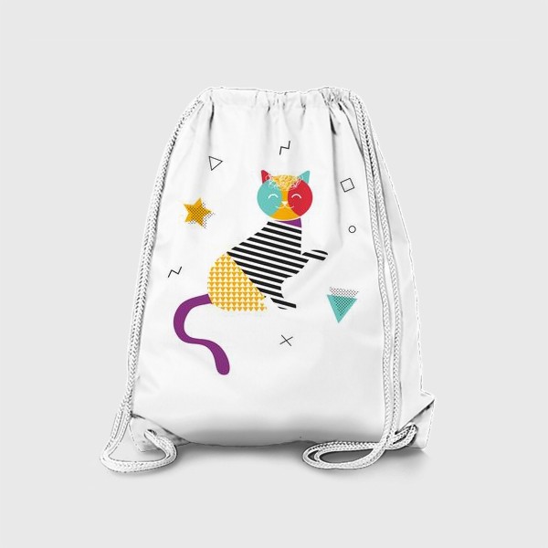 Рюкзак «Разноцветный кот в стиле "Мемфис"»