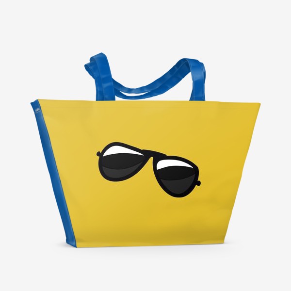 Пляжная сумка «Путешественник на жёлтом фоне, турист в солнечных очках, надпись - всегда путешествуй! Ver. 1»