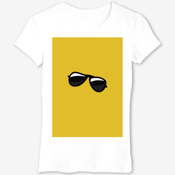 Футболка «Путешественник на жёлтом фоне, турист в солнечных очках, надпись - всегда путешествуй! Ver. 1»