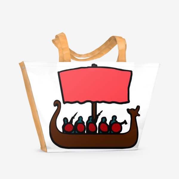 Пляжная сумка «Драккар - корабль викингов, Скандинавия, символ, история. Реконструктору, историку, любителю викингов»