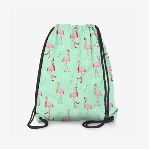 Рюкзак «Новогодние фламинго в шапочках,носках и шарфах»
