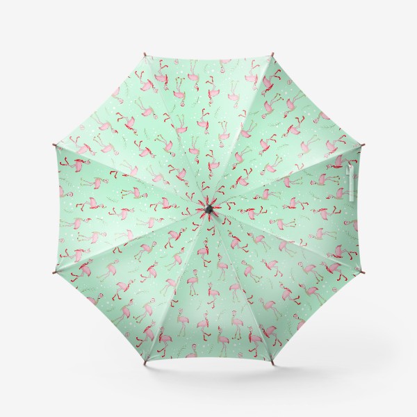 Зонт «Новогодние фламинго в шапочках,носках и шарфах»