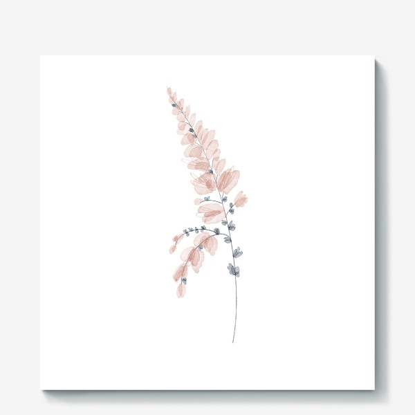 Холст «Нежный полупрозрачный цветок сканди минимализм в акварельной технике»