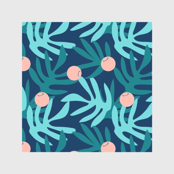 Скатерть «Тропические растения и ягоды на синем фоне»