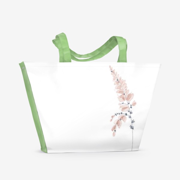 Пляжная сумка &laquo;Нежный полупрозрачный цветок сканди минимализм в акварельной технике&raquo;