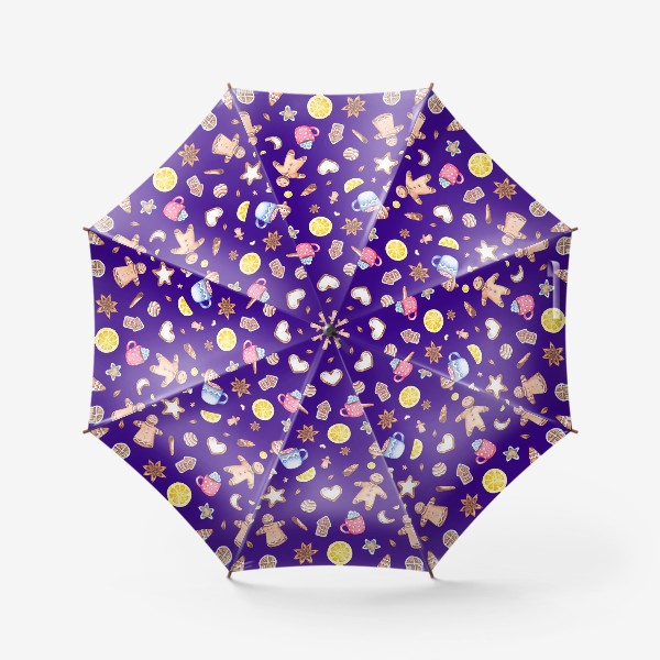Зонт «Имбирные человечки (на фиолетовом) »