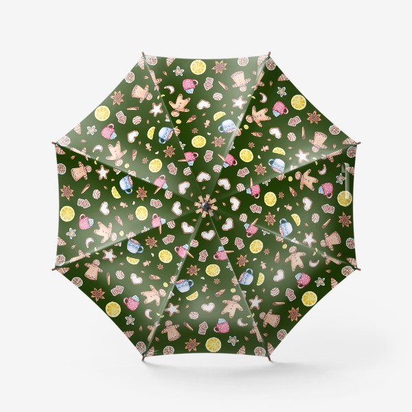 Зонт «Имбирные человечки (на зеленом) »