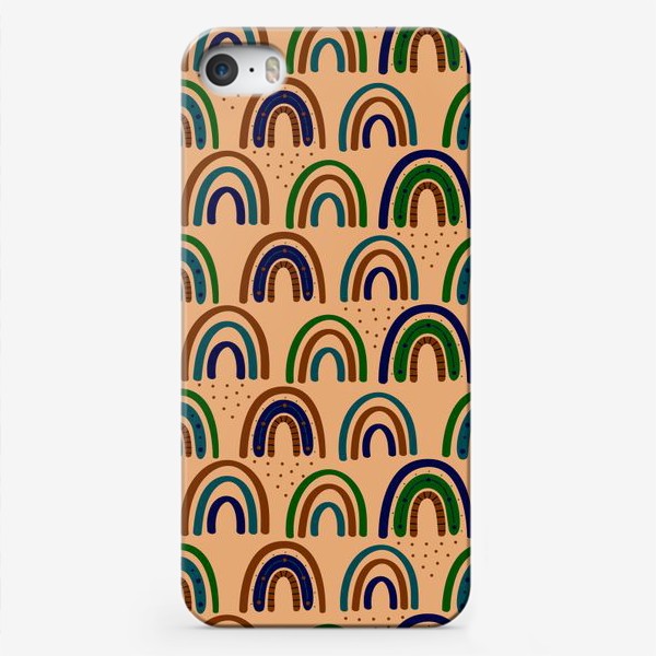 Чехол iPhone «Хиппи радуга. Богемный паттерн в теплых тонах»
