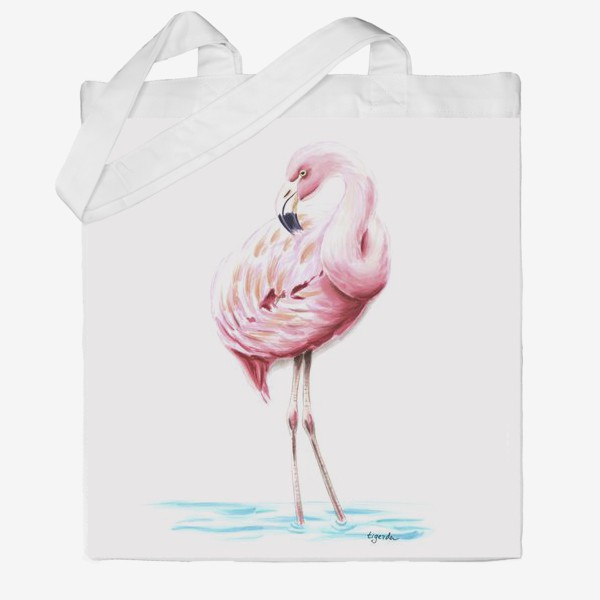 Сумка хб «Птица розовый фламинго»